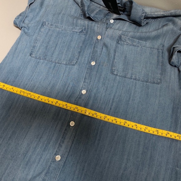 NWT Zilcremo Short Sleeve Chambray Denim Button Down Jean Shirt Dress, S… - Picture 7 of 8